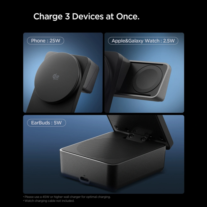 Spigen - Spigen Qi2.2 MagSafe Trådlös Laddare 25W iPhone/Apple Watch/AirPods EF323MQ