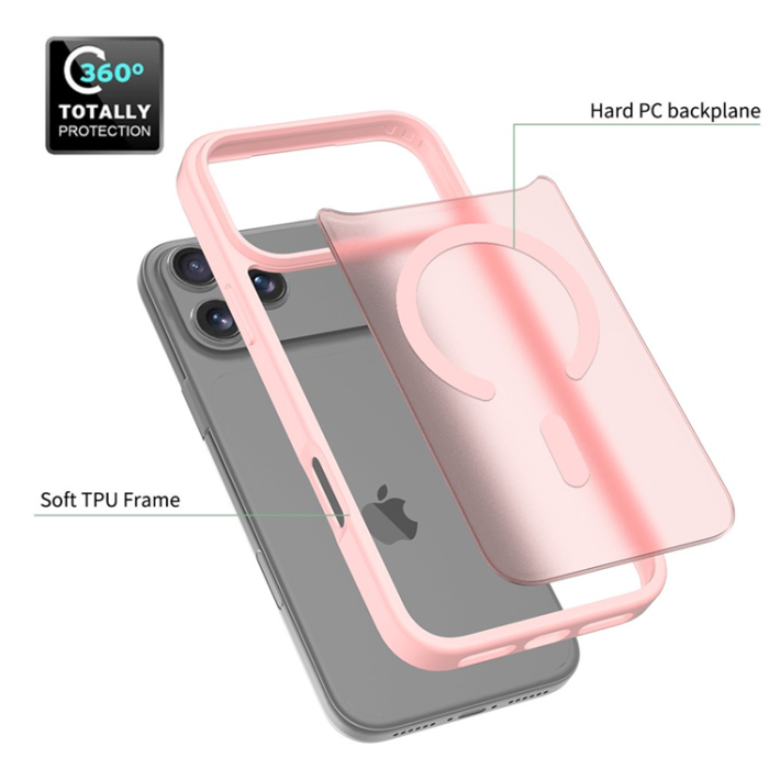 A-One Brand - iPhone 17 Pro Max Mobilskal MagSafe Acrylic Skin Touch - Rosa