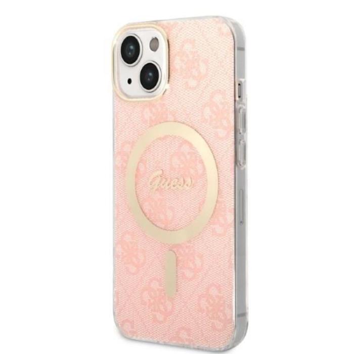 Guess - GUESS iPhone 14 Plus Magsafe Skal Print + Trådlös Laddare - Rosa