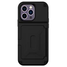 OEM - iPhone 14 Pro Skal Korthållare Mirror Kickstand - Svart