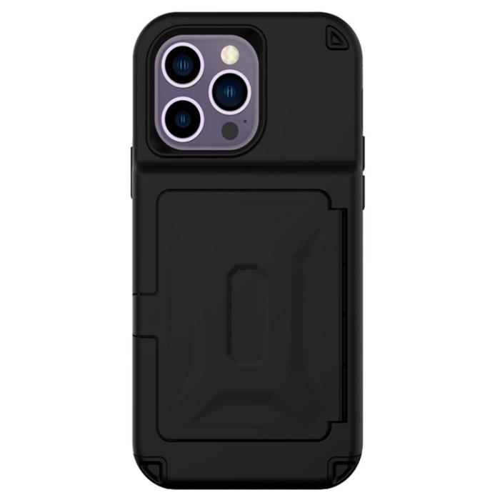 OEM - iPhone 14 Pro Skal Korthållare Mirror Kickstand - Svart