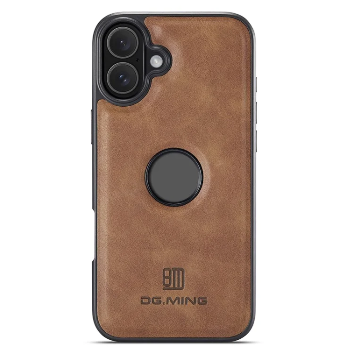DG.MING - DG.MING iPhone 16 Mobilskal Anti-Drop Läder - Brun