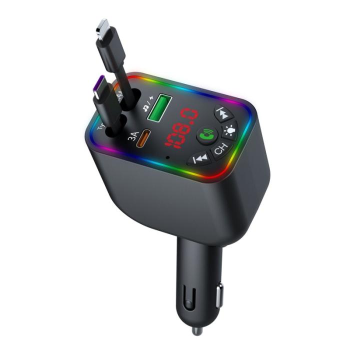 OEM - L5 Bil Bluetooth MP3-spelare med handsfree, FM-sändare, snabb laddare, svart
