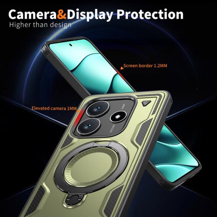N/A - Mobilskal till Xiaomi Redmi Note 14 5G Plast Militärt Skydd - Olivgrön