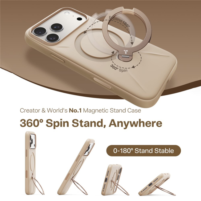 Torras - TORRAS iPhone 17 Pro Mobilskal MagSafe Ostand Q Pro - Ökenguld
