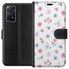iSecrets - Pl&aring;nboksfodral till Xiaomi Redmi Note 11 Pro 5G med Blommor och fj&auml;rillar