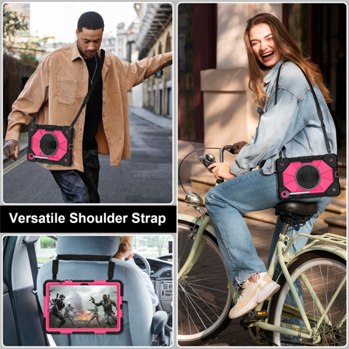 A-One Brand - Galaxy Tab S10 FE/S9 FE/S9 Skal Kickstand med Rem - Svart/Rosé
