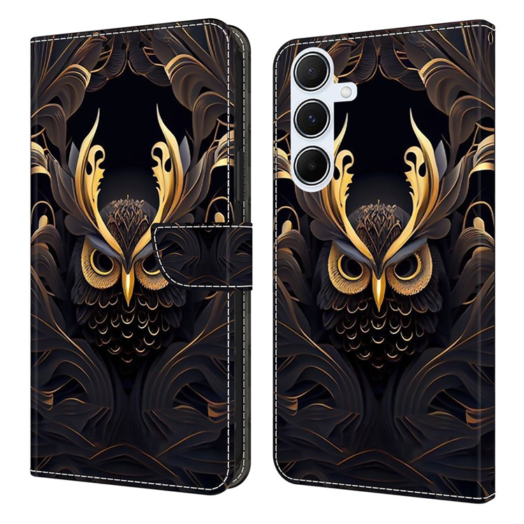 Galaxy A17/A26 Plånboksfodral Konstläder Pattern Printing (Svart/Brun) | 2353 | AlltMobil