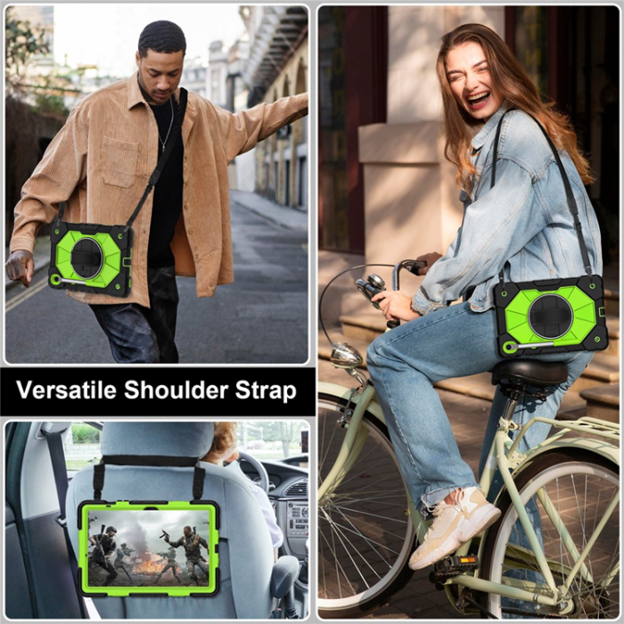 A-One Brand - Galaxy Tab S10 FE/S9 FE/S9 Skal Kickstand med Rem - Gulgrön