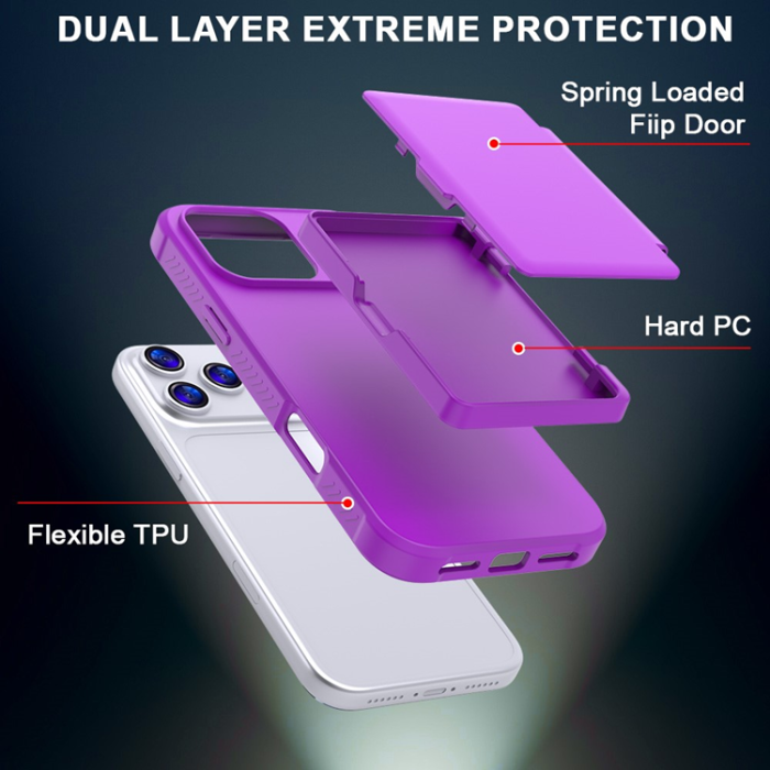 A-One Brand - iPhone 17 Pro Max Mobilskal Korthållare Mirror Kickstand