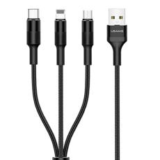 USAMS - USAMS U5 Kabel fl&auml;tad 3-i-1 1,5 m 2A SJ2193IN101 (US-SJ219) &ndash; Svart