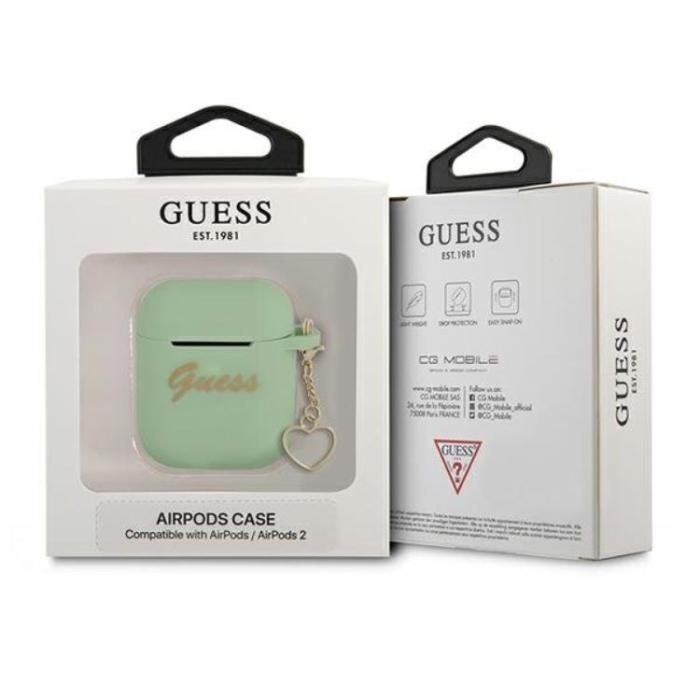 Guess - Guess AirPods Skal Silicone Charm Heart Collection - Grön