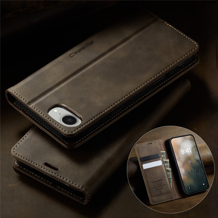 Caseme - Caseme iPhone 16e Plånboksfodral RFID Blocking - Coffee