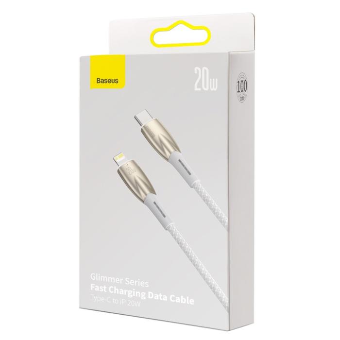 BASEUS - Baseus USB-C till Lightning kabel 1m Glimmer 20W - Vit