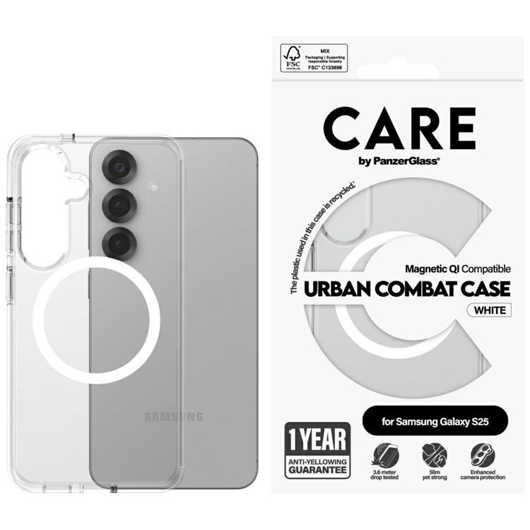 CARE By PanzerGlass Galaxy S25 Mobilskal MagSafe QI Urban Combat - Vit | 2353 | AlltMobil