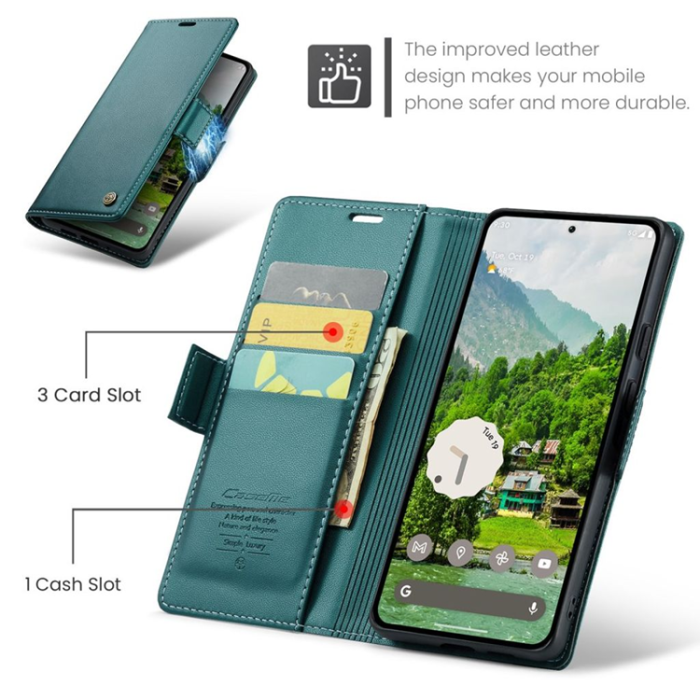 Caseme - Caseme Google Pixel 9 Pro XL Plånboksfodral 023 - Grön