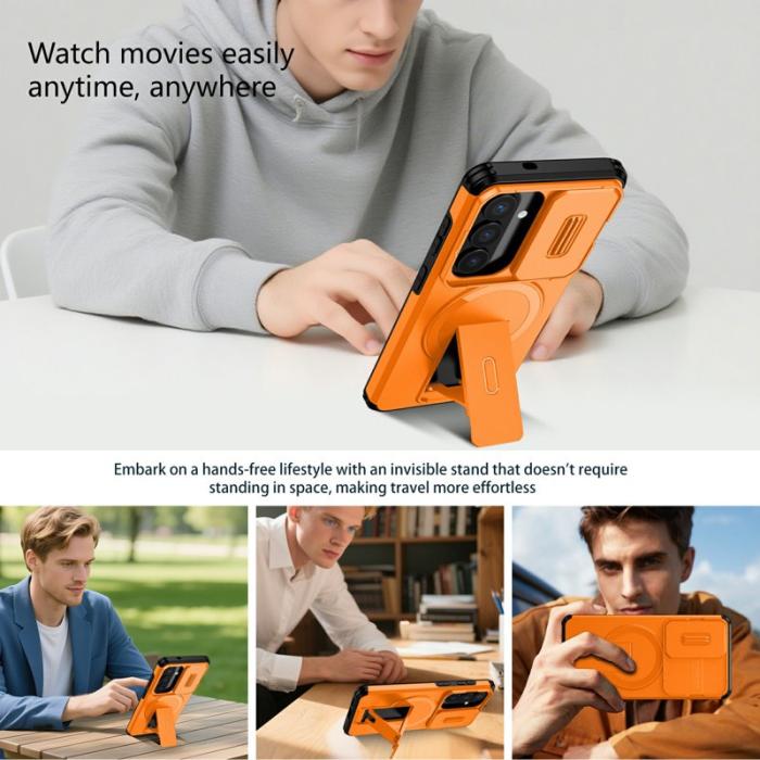 OEM - Mobilskal för Samsung Galaxy S26 Magnetiskt Kickstand PC + TPU - Orange
