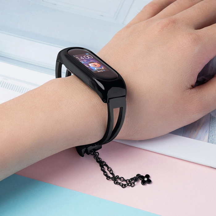 OEM - Xiaomi Mi Band 6/5/4/3 Armband i metall - Svart