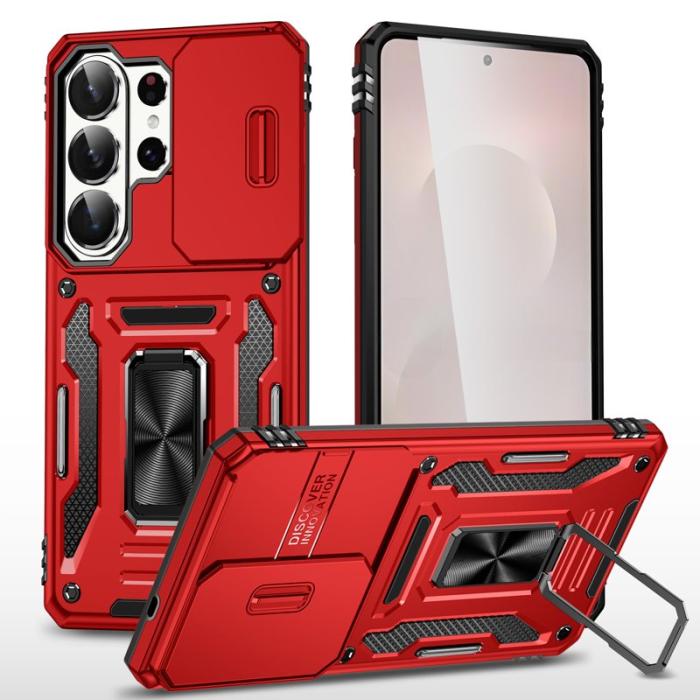OEM - Mobilskal för Samsung Galaxy S26 Ultra Kickstand PC + TPU - Röd