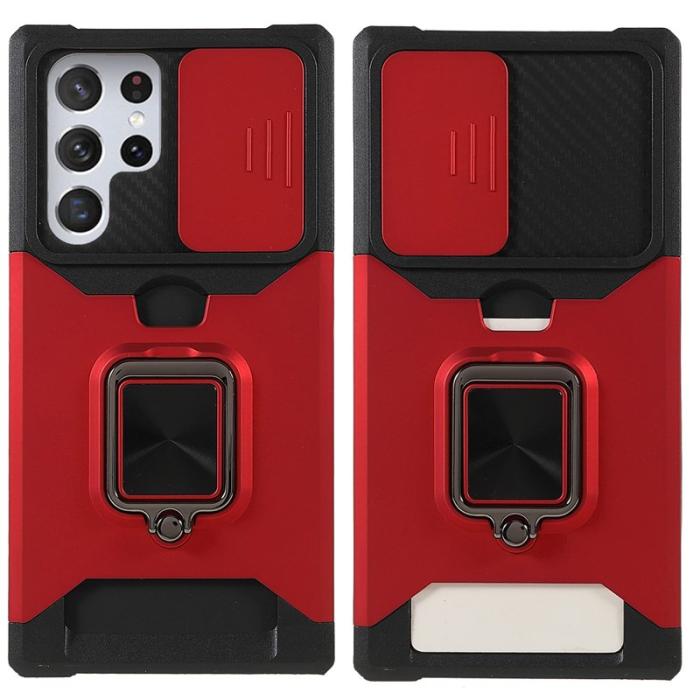OEM - Mobilskal för Samsung Galaxy S26 Ultra Kickstand PC + TPU - Röd