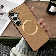 OEM - Mobilskal f&ouml;r Samsung Galaxy S26 Magnetiskt Konstl&auml;der + TPU - Guld