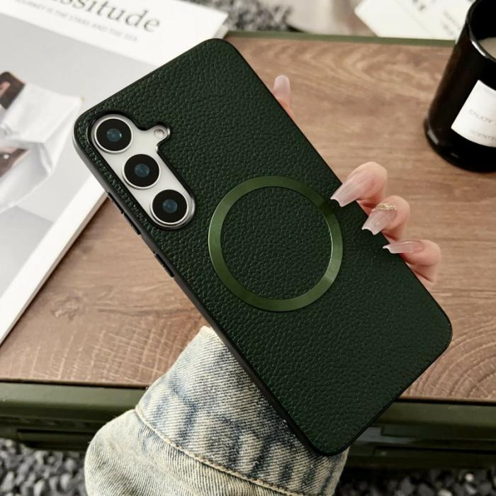 OEM - Mobilskal för Samsung Galaxy S26 Magnetiskt Konstläder + TPU - Grön