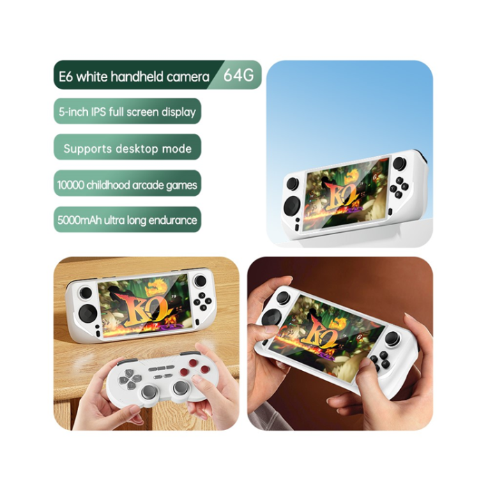 OEM - Handhållen Spelkonsol med 5-tums Skärm och Android med 64 GB-kort - Vit