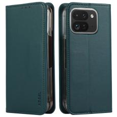 ABEEL - ABEEL Google Pixel 9 Pro Pl&aring;nboksfodral RFID-Skydd Konstl&auml;der Flip Gr&ouml;n