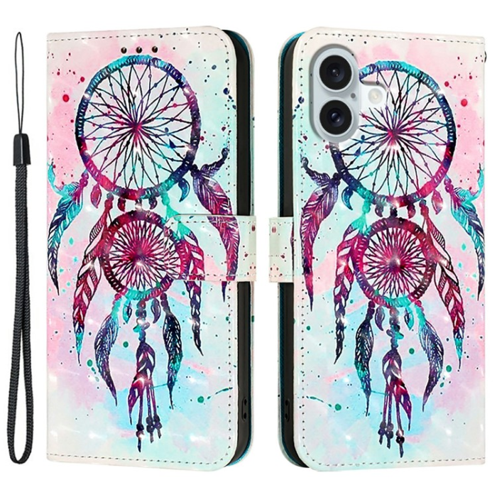 A-One Brand - iPhone 16 Plus Plånboksfodral Printing Pattern Med Rem