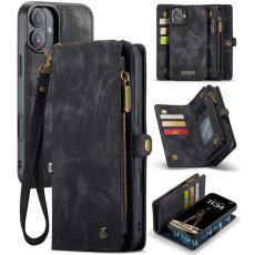 Caseme - CASEME 008 iPhone 16 Plus Pl&aring;nboksfodral i Konstl&auml;der med - Svart