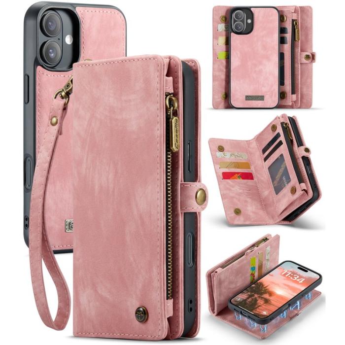 Caseme - CASEME 008 iPhone 16 Plus Plånboksfodral i Konstläder med - Rosa