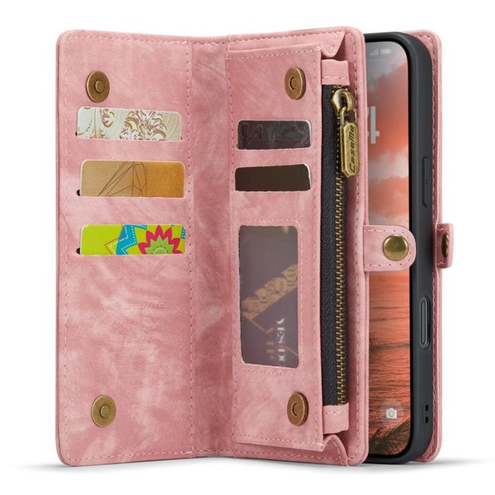 Caseme - CASEME 008 iPhone 16 Plus Plånboksfodral i Konstläder med - Rosa