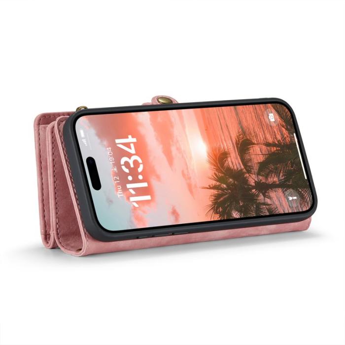 Caseme - CASEME 008 iPhone 16 Plus Plånboksfodral i Konstläder med - Rosa