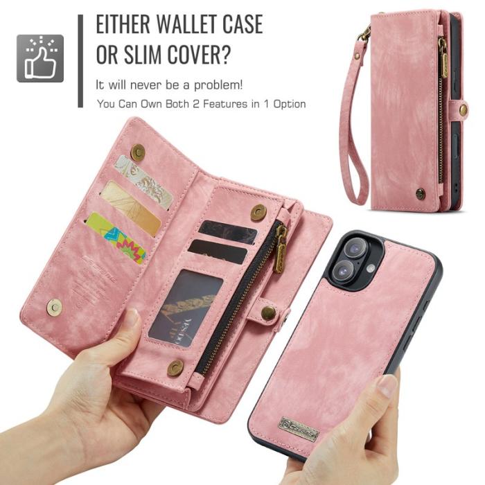 Caseme - CASEME 008 iPhone 16 Plus Plånboksfodral i Konstläder med - Rosa