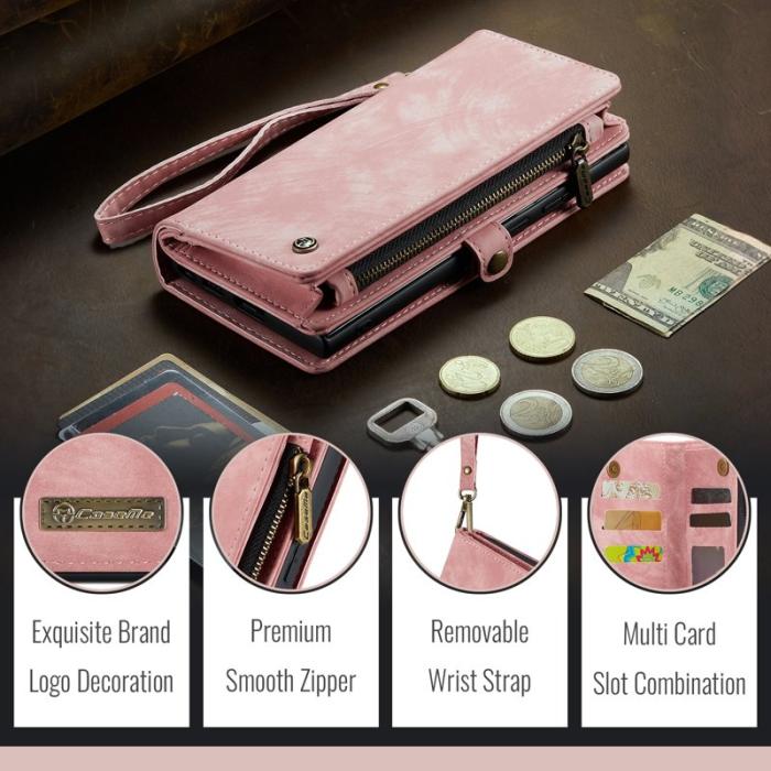 Caseme - CASEME 008 iPhone 16 Plus Plånboksfodral i Konstläder med - Rosa