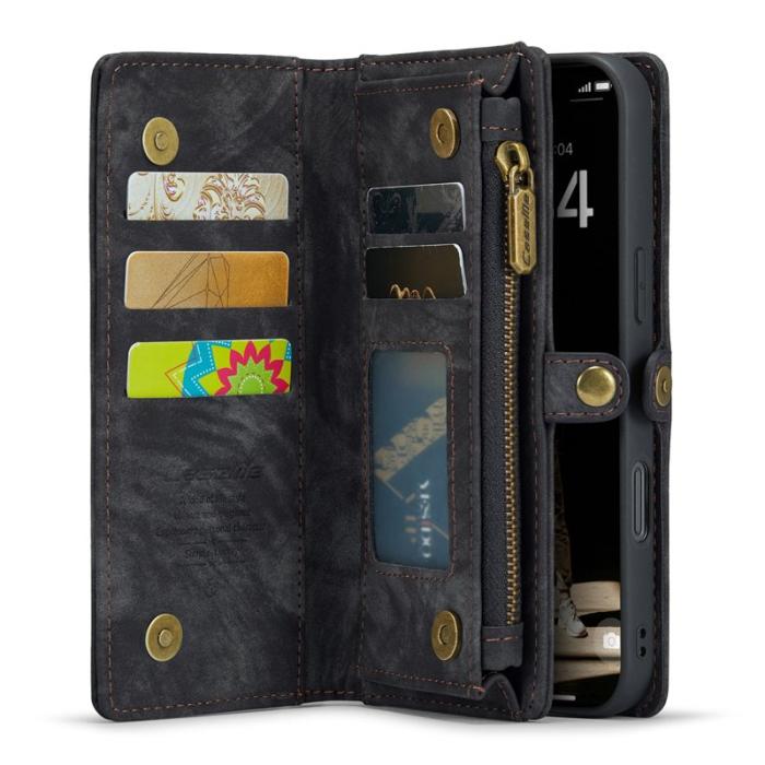 Caseme - CASEME 008 iPhone 16 Plus Plånboksfodral i Konstläder med - Svart
