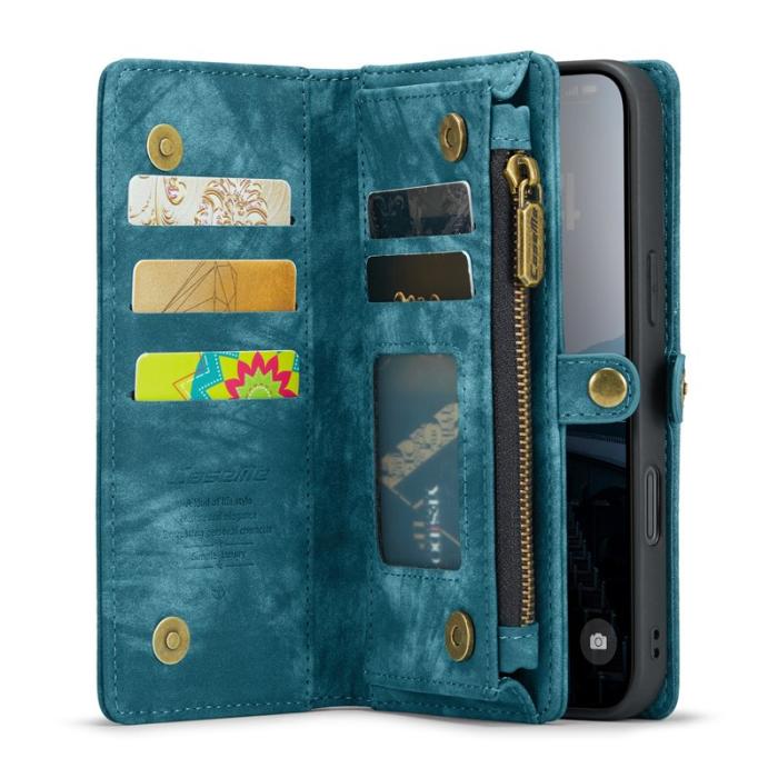 Caseme - CASEME 008 iPhone 16 Plus Plånboksfodral Konstläder med Blå