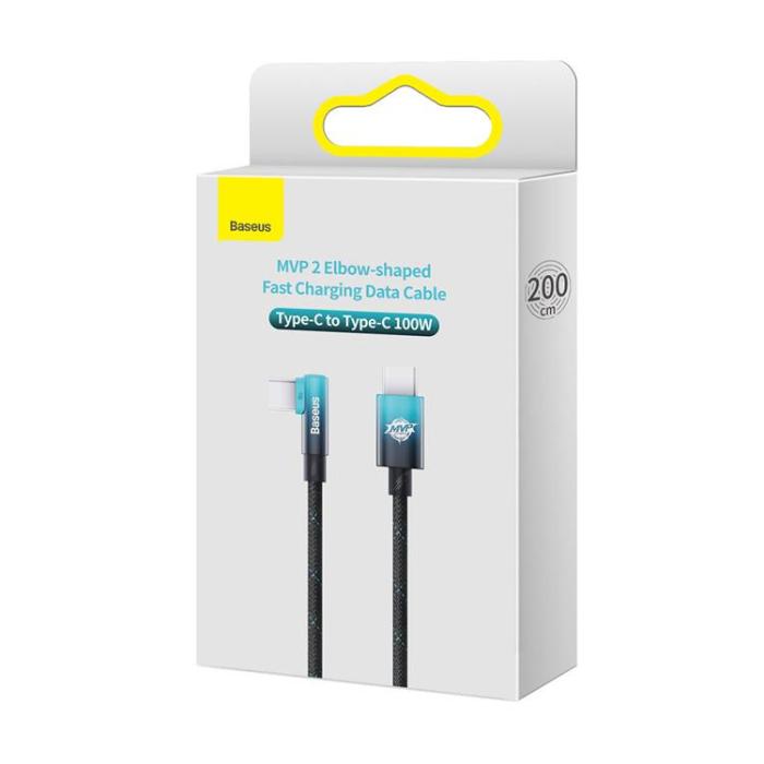 BASEUS - Baseus Elbow USB USB-C till USB-C kabel 100W 2m - Blå