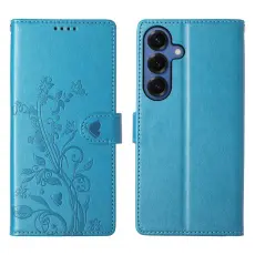 OEM - Samsung Galaxy S26 Pl&aring;nboksfodral Fj&auml;ril Blomm&ouml;nster Konstl&auml;der - Bl&aring;