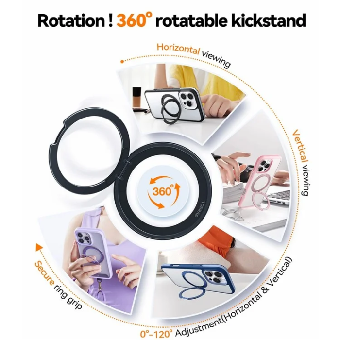 Torras - Torras iPhone 16 Pro Mobilskal Magsafe Ostand R Fusion - Grå