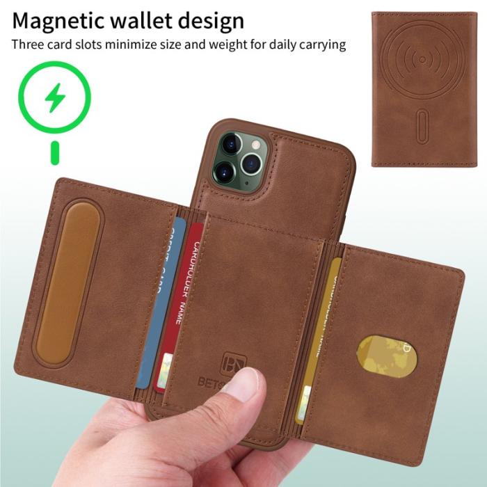 BETOPNICE - BETOPNICE iPhone 11 Pro Max Fodral KonstLäder - Brun