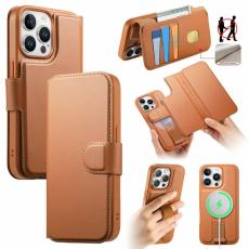 CASENEO - CASENEO iPhone 14 Pro Max Pl&aring;nboksfodral Konstl&auml;der - Brun
