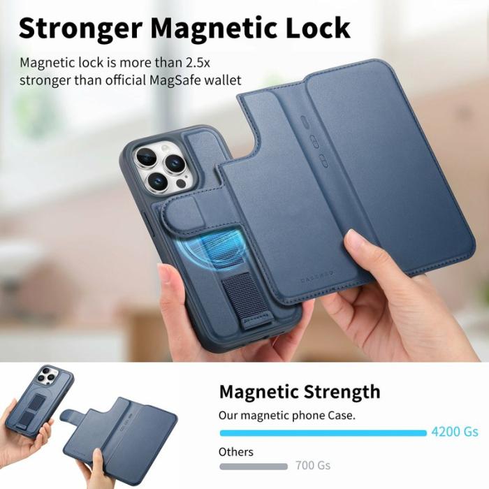 CASENEO - CASENEO iPhone 14 Pro Max Plånboksfodral Konstläder - Blå