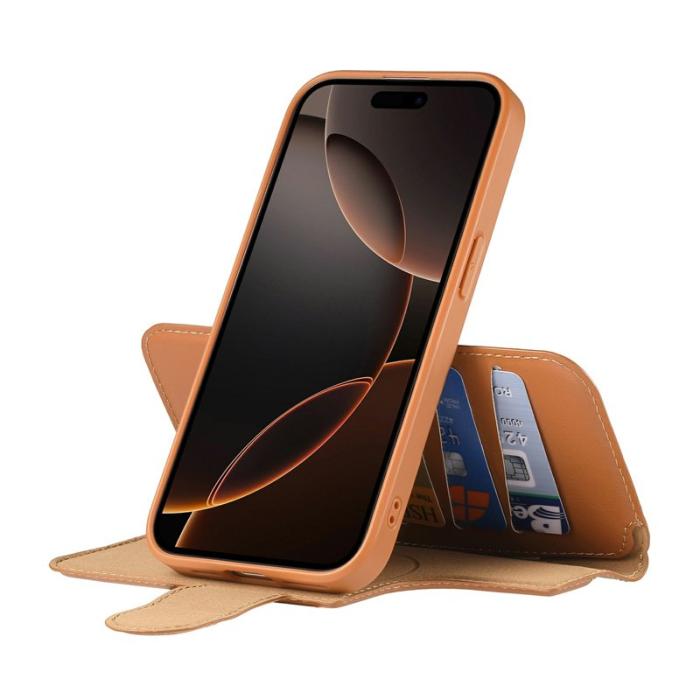 CASENEO - CASENEO iPhone 14 Pro Max Plånboksfodral Konstläder - Brun