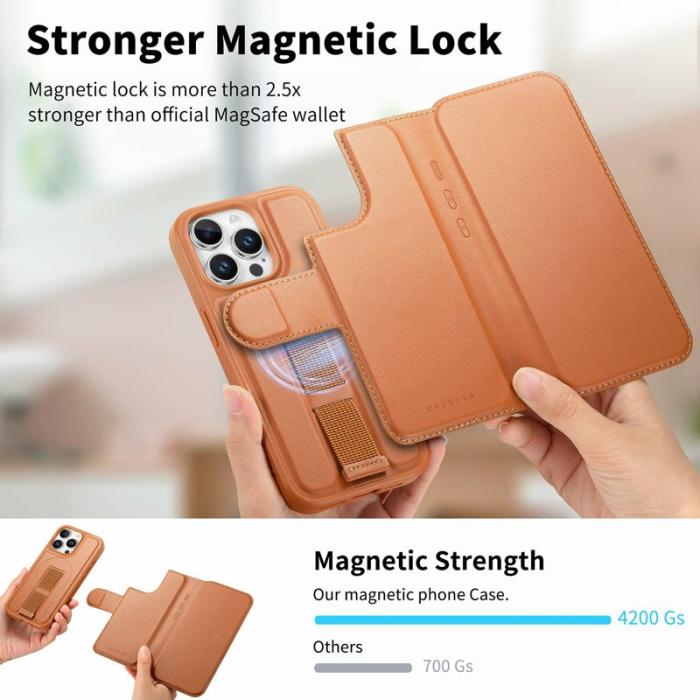 CASENEO - CASENEO iPhone 14 Pro Max Plånboksfodral Konstläder - Brun