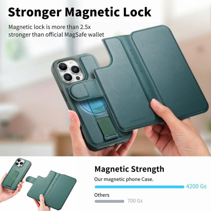 CASENEO - CASENEO iPhone 14 Pro Max Plånboksfodral Konstläder - Grön