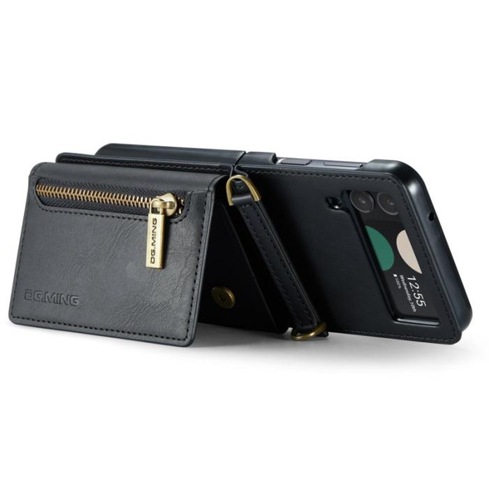 DG.MING - DG.MING Konstläder Plånboksfodral för Samsung Galaxy Z Flip3 5G - Svart