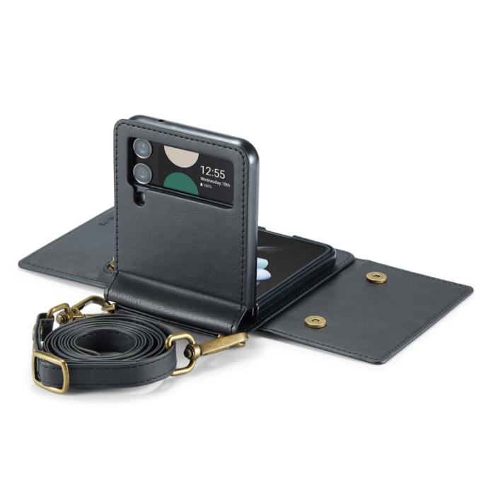 DG.MING - DG.MING Konstläder Plånboksfodral för Samsung Galaxy Z Flip3 5G - Svart