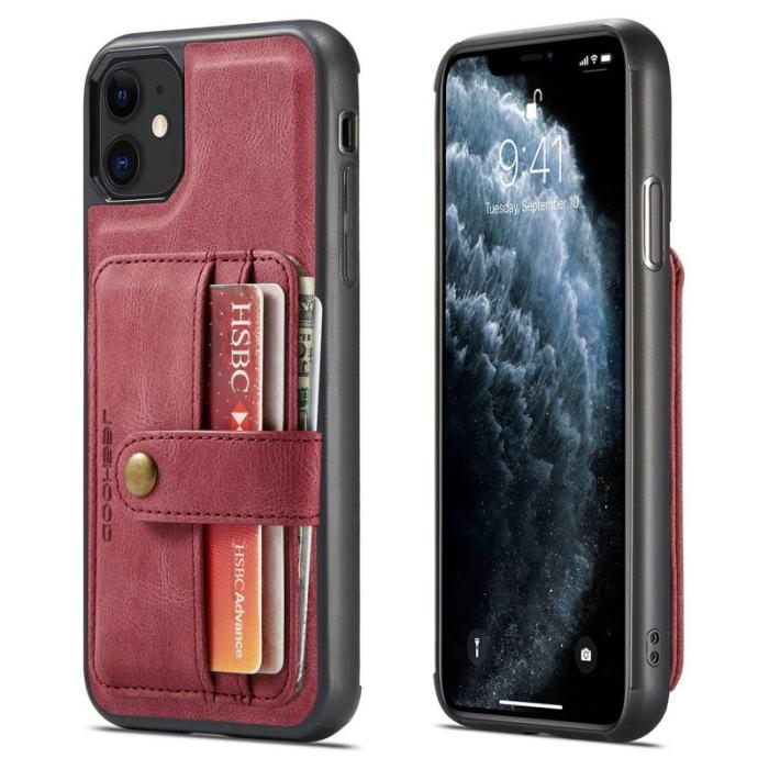 JEEHOOD - JEEHOOD Mobilskal till iPhone 11 Wallet Röd RFID-Skydd Anti-fall