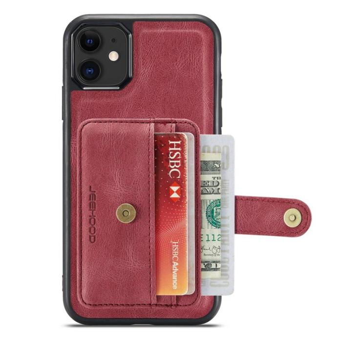 JEEHOOD - JEEHOOD Mobilskal till iPhone 11 Wallet Röd RFID-Skydd Anti-fall